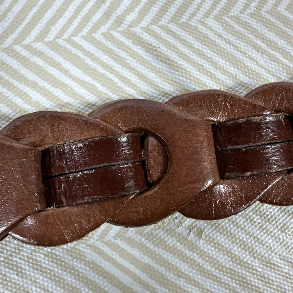 Looped Genuine Leather Belt Womens Med‎ Braided Brown (36.5 Inches) Brass Buckle